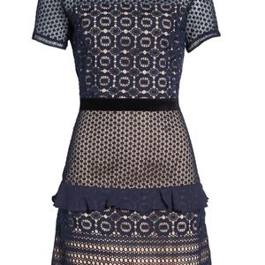 Velveteen Belt Lace Sheath Dress